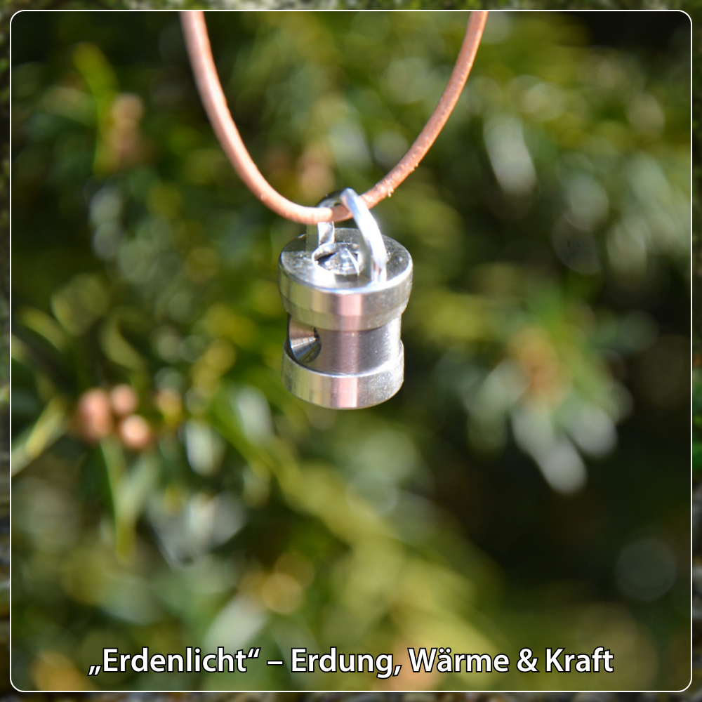 Heart Coherence Crystal Vortex Pendant "Earthlight" | Titanium Silver | Rock Crystal Unakite