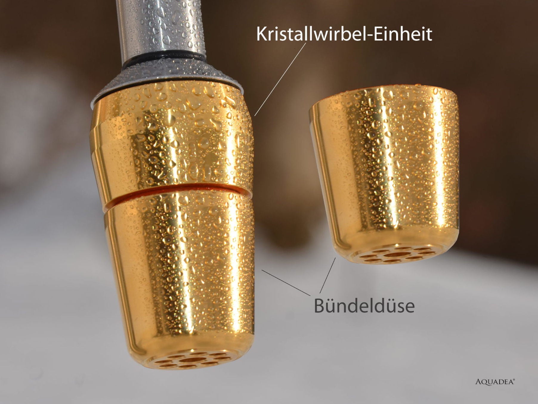 Kristallwirbel®-Kammer Wasserverwirbler LifeSource „ToneOne Basic“ | vergoldetes Titan | Basis-Einheit