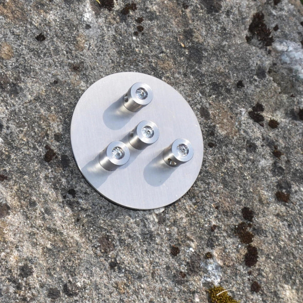 Kristallwirbel® Duschkopf Edelstahl-Titan | „Libell 4“ Rosenquarz-Bergkristall