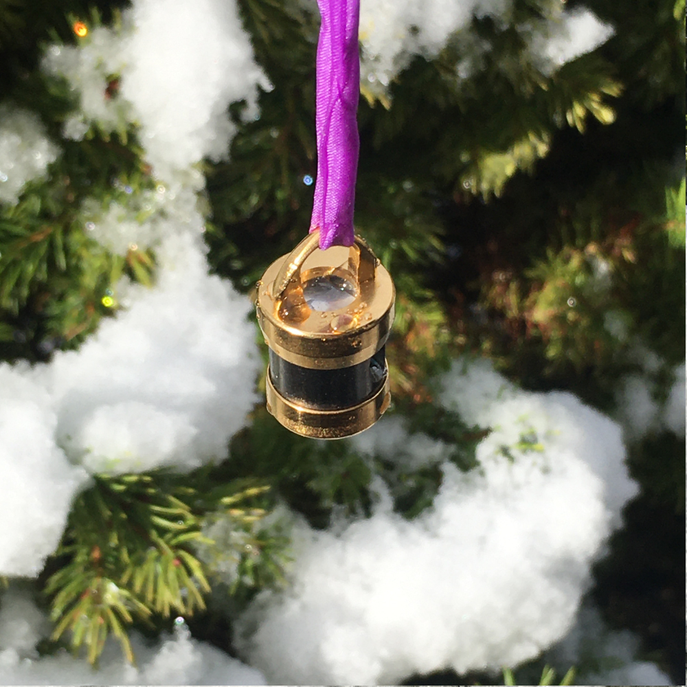 Heart Coherence Crystal Vortex Jewelry Pendant "LIGHT OF LITHIUM" Ruthenium Gold | Lithium Niobate & Kunzite