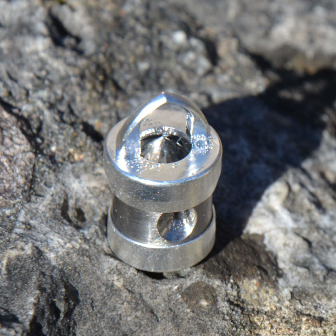 Heart Coherence Crystal Vortex Pendant "Earthlight" | Titanium Silver | Rock Crystal Unakite