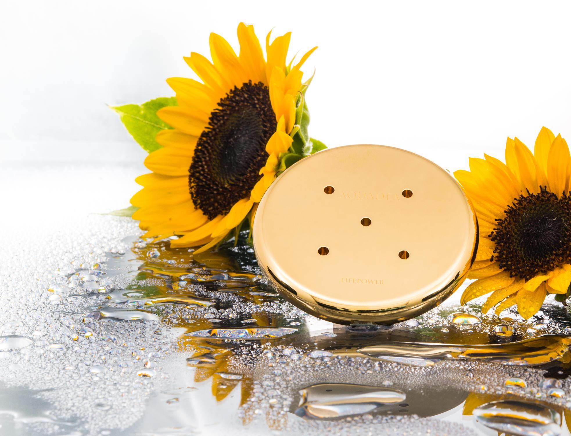 Kristallwirbel®-Kammer Duschkopf LifePower 5 "Sonne" | Gold - AQUADEA GmbH