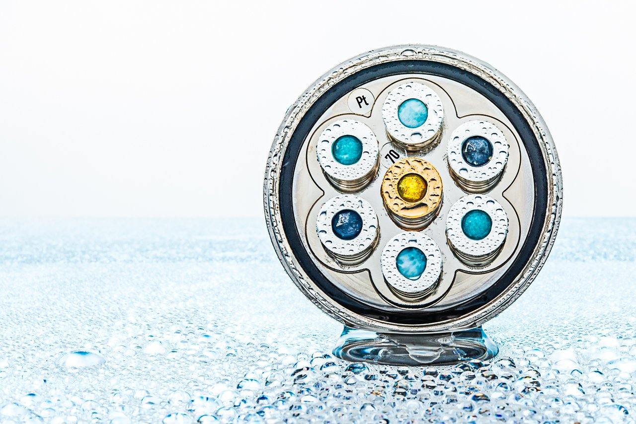 Kristallwirbel®-Kammer Duschkopf LifePower "Larimar Blue Ocean 7" | Platin - AQUADEA GmbH