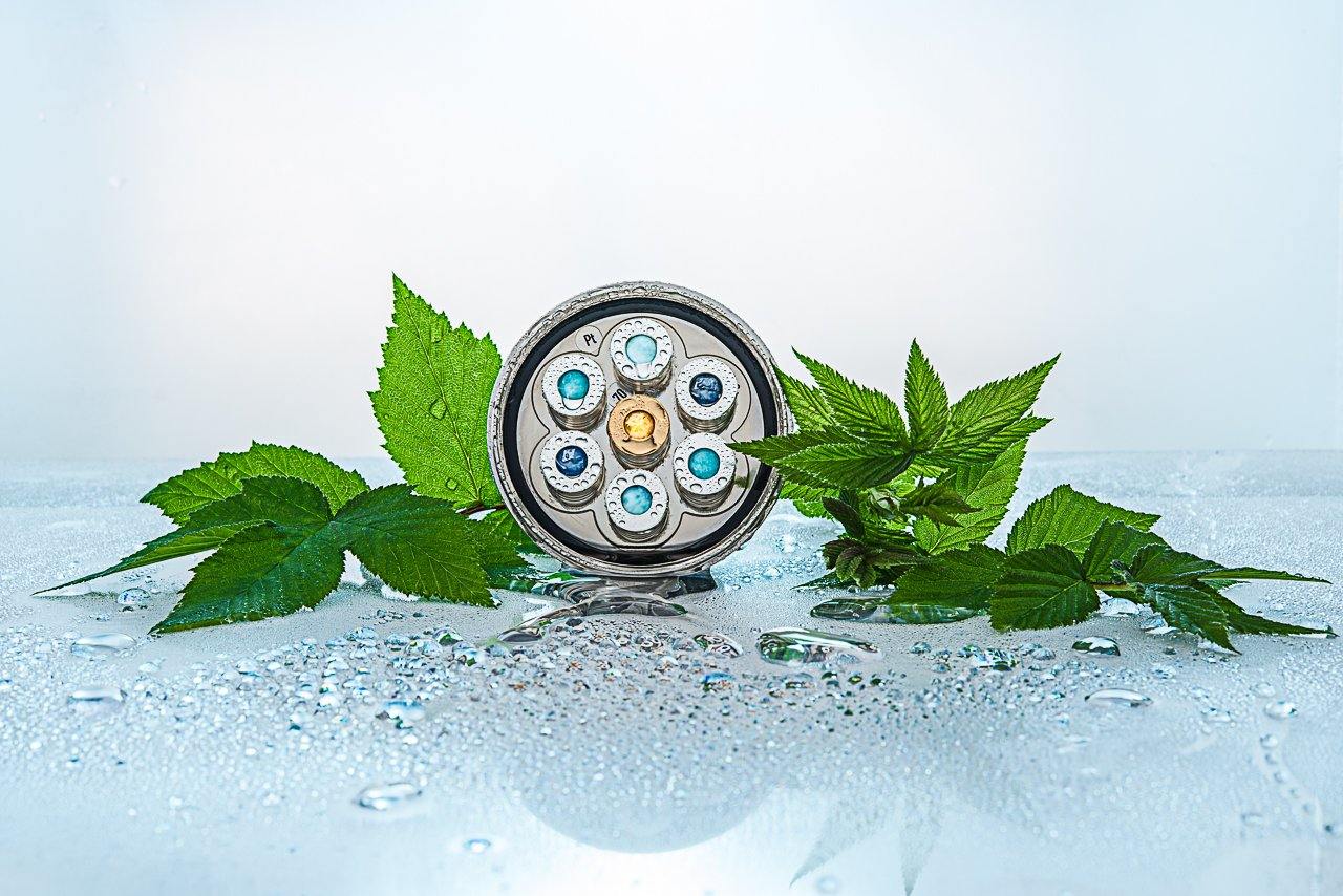 Kristallwirbel®-Kammer Duschkopf LifePower "Larimar Blue Ocean 7" | Platin - AQUADEA GmbH