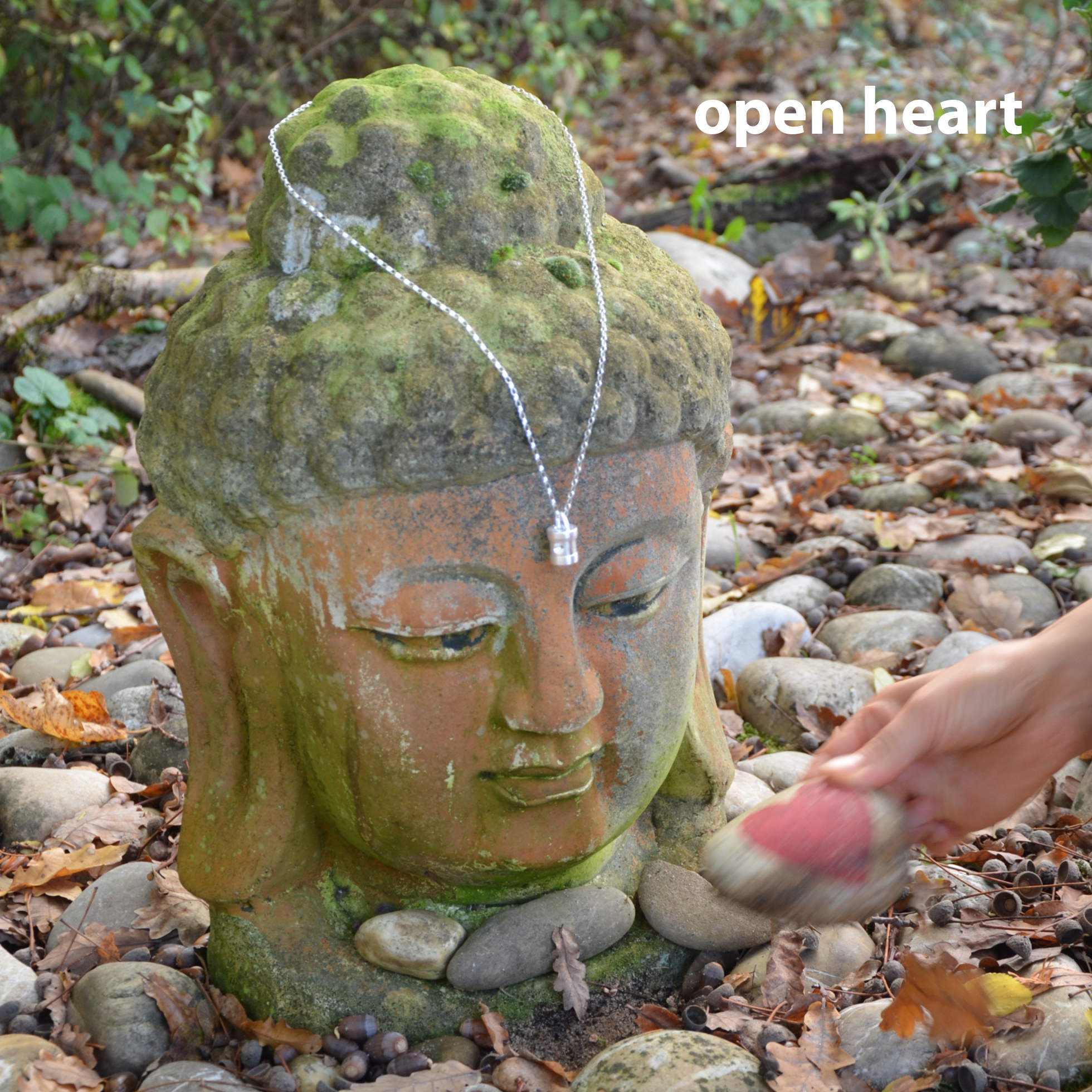 Herzkohärenz Kristallwirbel Schmuckanhänger „Open Hearth“ Silber | Mondstein & Rosenquarz